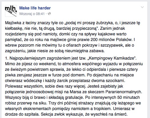 Make Life Harder, fot. screen z facebooka MLH