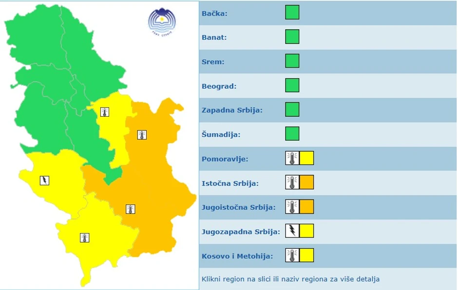 Meteoalarm za nedelju