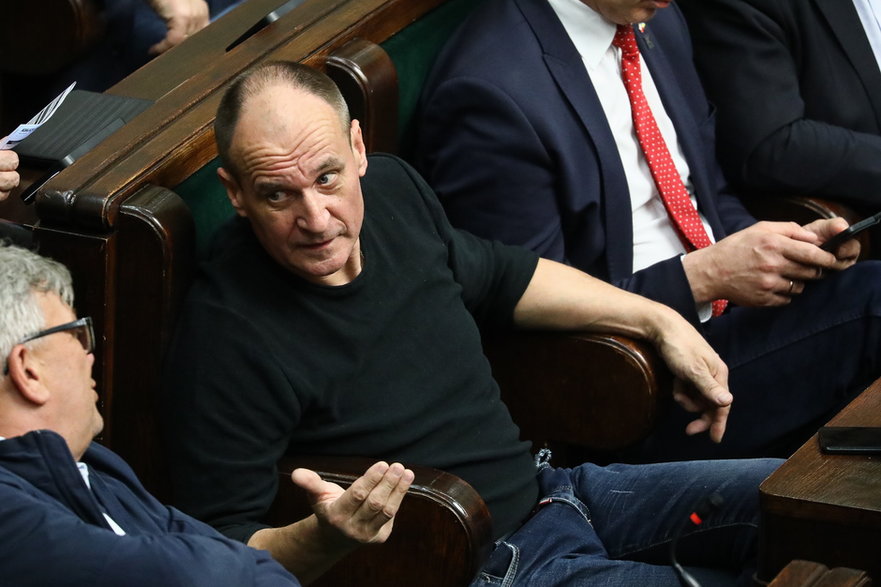 Paweł Kukiz podczas posiedzenia Sejmu