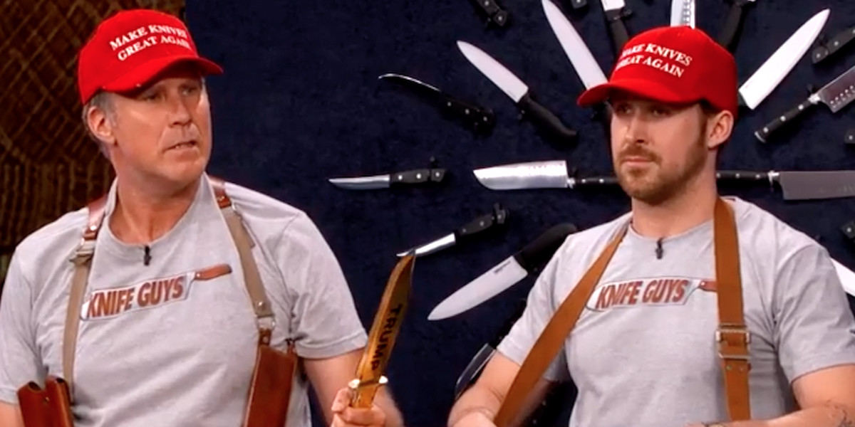 Will Ferrell and Ryan Gosling sell Trump-branded knives, and it goes horribly wrong