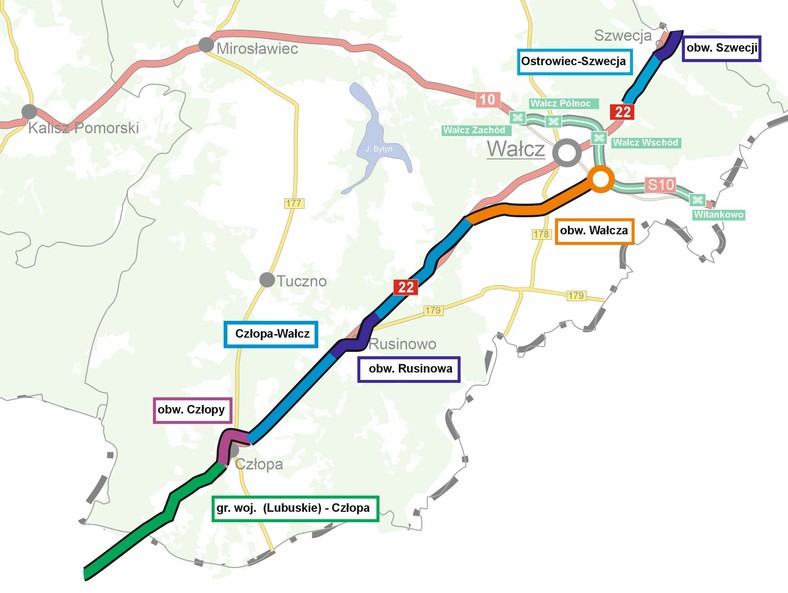Mapa inwestycji na DK22