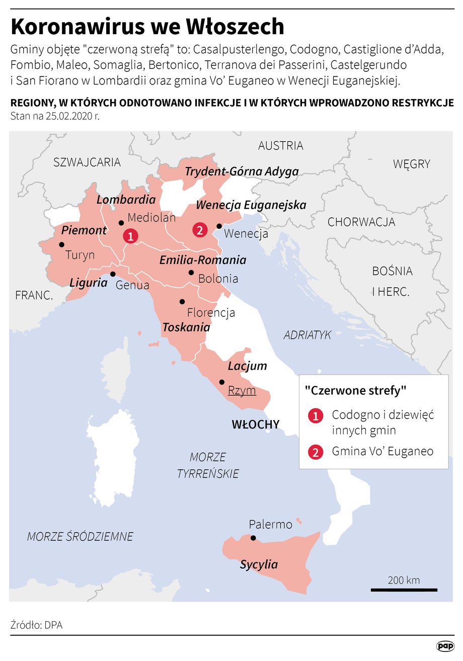 Rozwój ogniska epidemii 2019-nCoV we Włoszech