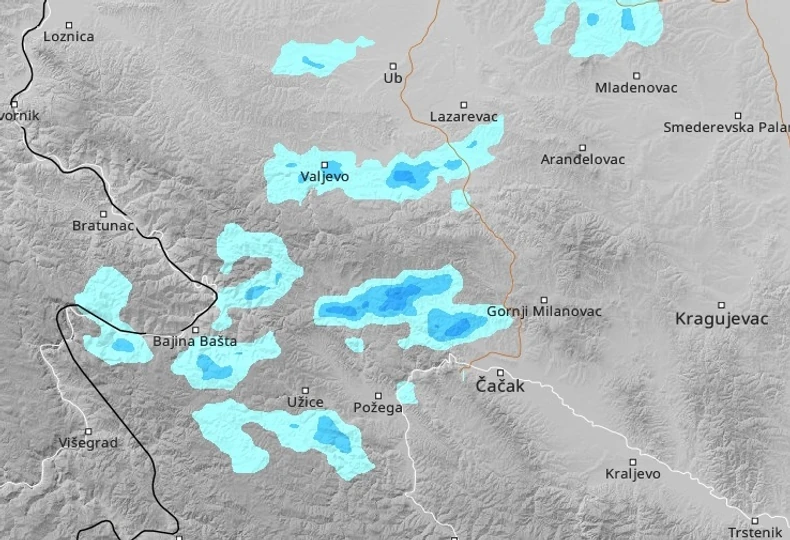 Kretanje kiše sutra u 15 sati