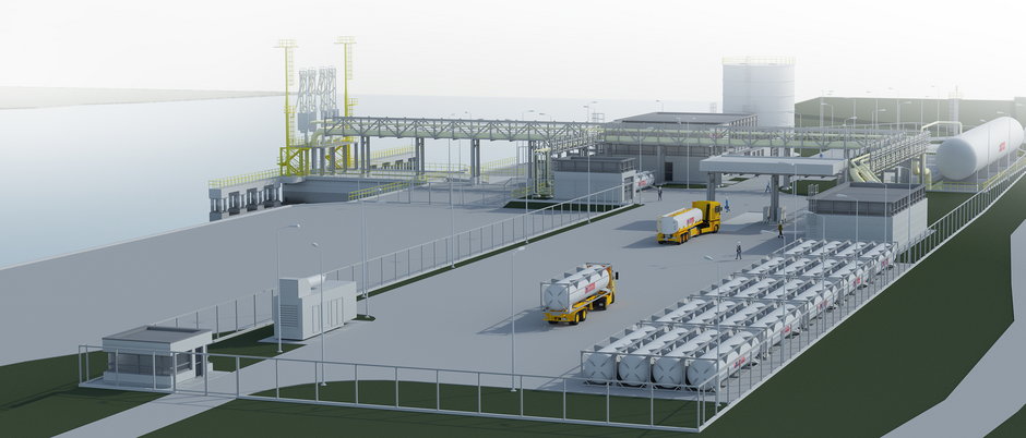 Wizualizacja projektu LNG małej skali w Gdańsku.Grafika: Grupa Lotos