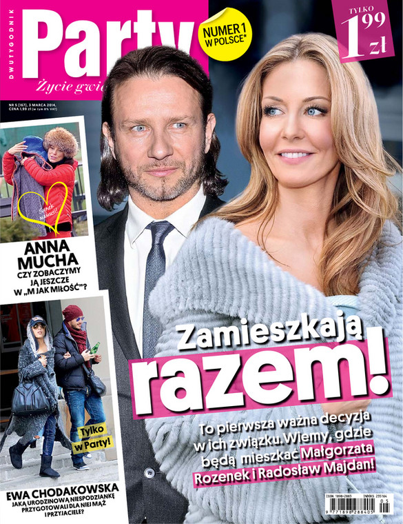 Małgorzata Rozenek-Majdan i Radosław Majdan na okładce magazynu "Party"