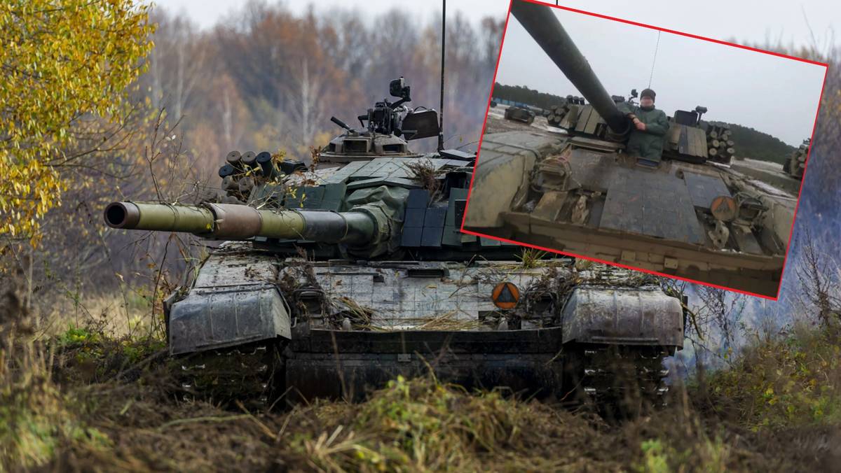 Ukraiński czołgista korzysta z polskiego PT-91 Twardy