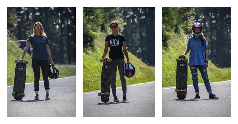 LGC Poland Seninka Practice Camo, ambasadorki LGC - Laura, Agnieszka, Ola. Fot. LUCA Longboards