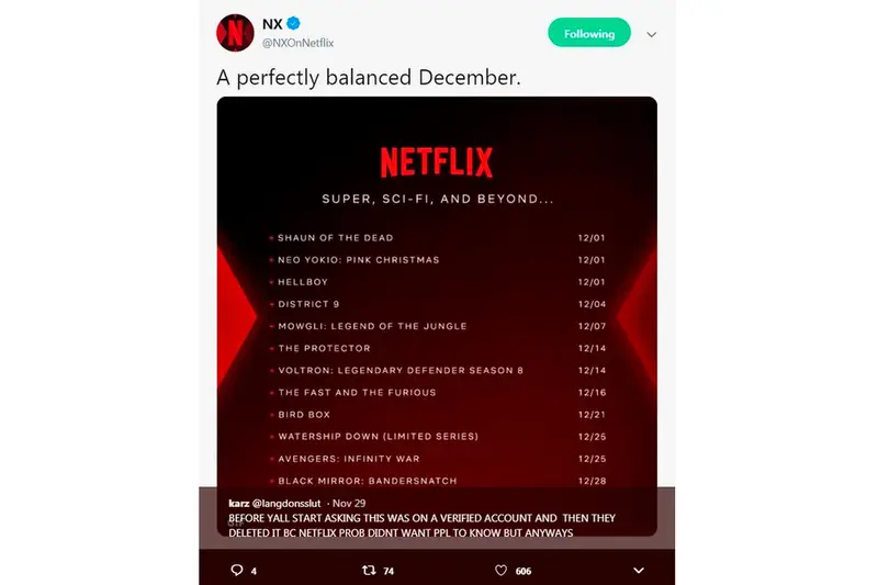 Tweet z datą premiery Black Mirror szybko zniknął z konta Netfliksa