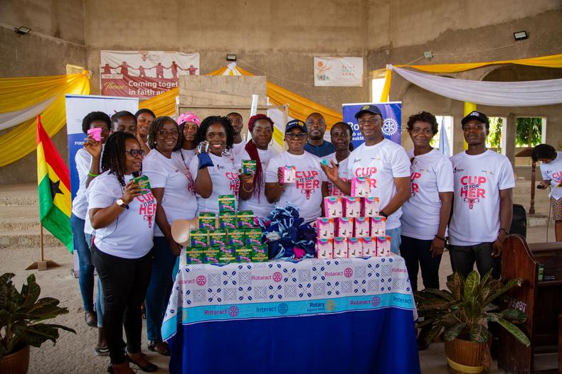 Rotary Club of Accra SpeaksMasters donate menstrual cups to students