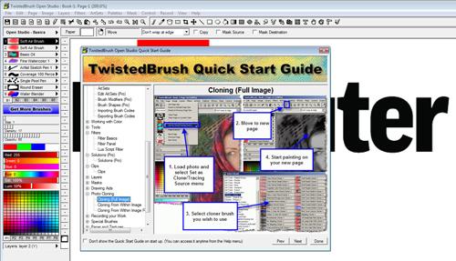 Obszar roboczy TwistedBrush Open Studio na pierwszy rzut oka może wydać się nieco trudny do ogarnięcia, jednak łatwo dostępne poradniki pozwalają szybko opanować obsługę programu