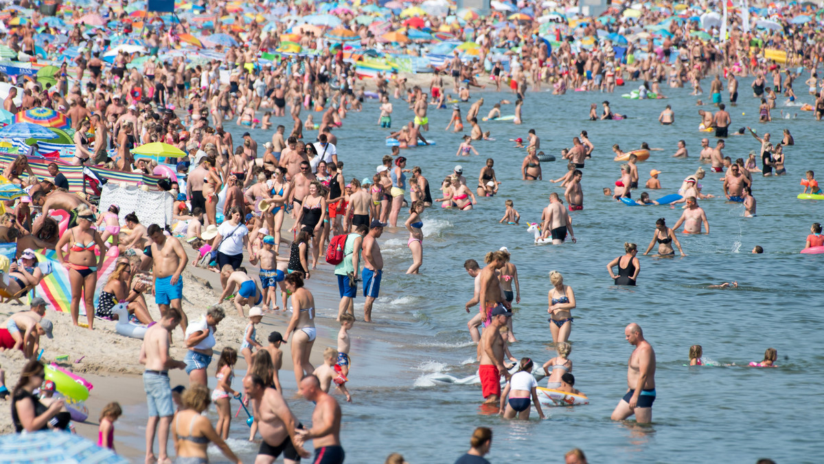 Wakacje 2020 w Polsce. W jednych miejscach na plaży tłum, w innych pustki