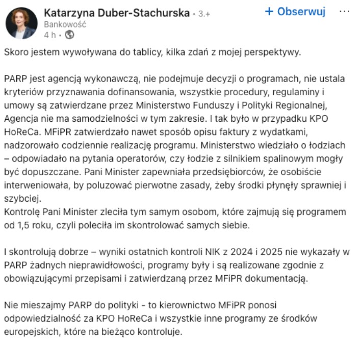 Była szefowa PARP wskazuje na odpowiedzialność kierownictwa resortu funduszy za KPO