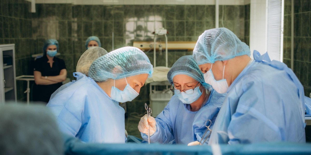 A view from the operation room during a birth.