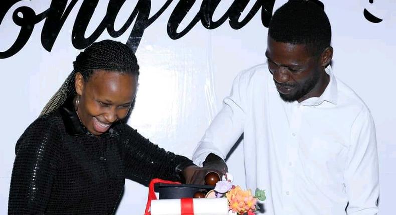 Bobi Wine surprises wife with exquisite graduation party