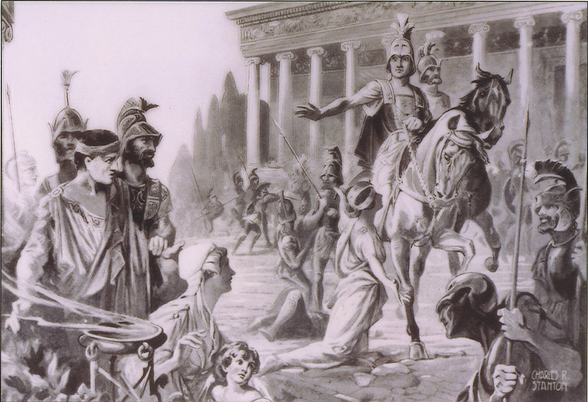 Aleksander podczas splądrowania Teb