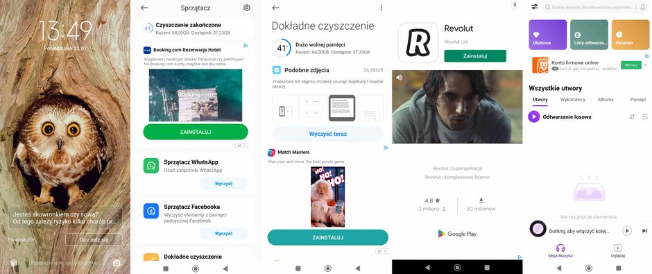 Przykładowe reklamy, na jakie możemy się natknąć korzystając ze smartfonu Xiaomi