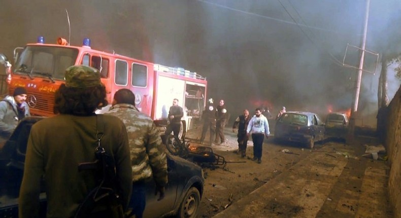 A huge tanker truck bomb ripped through a market area in front of a local Islamic courthouse in the Syrian border town of Azaz on January 7, 2017