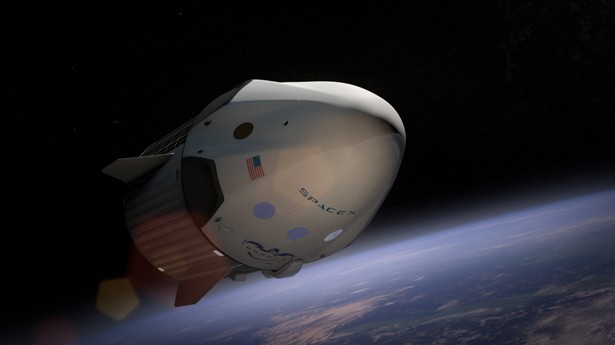 Statek Dragon V2 na orbicie. Źrodło: SpaceX