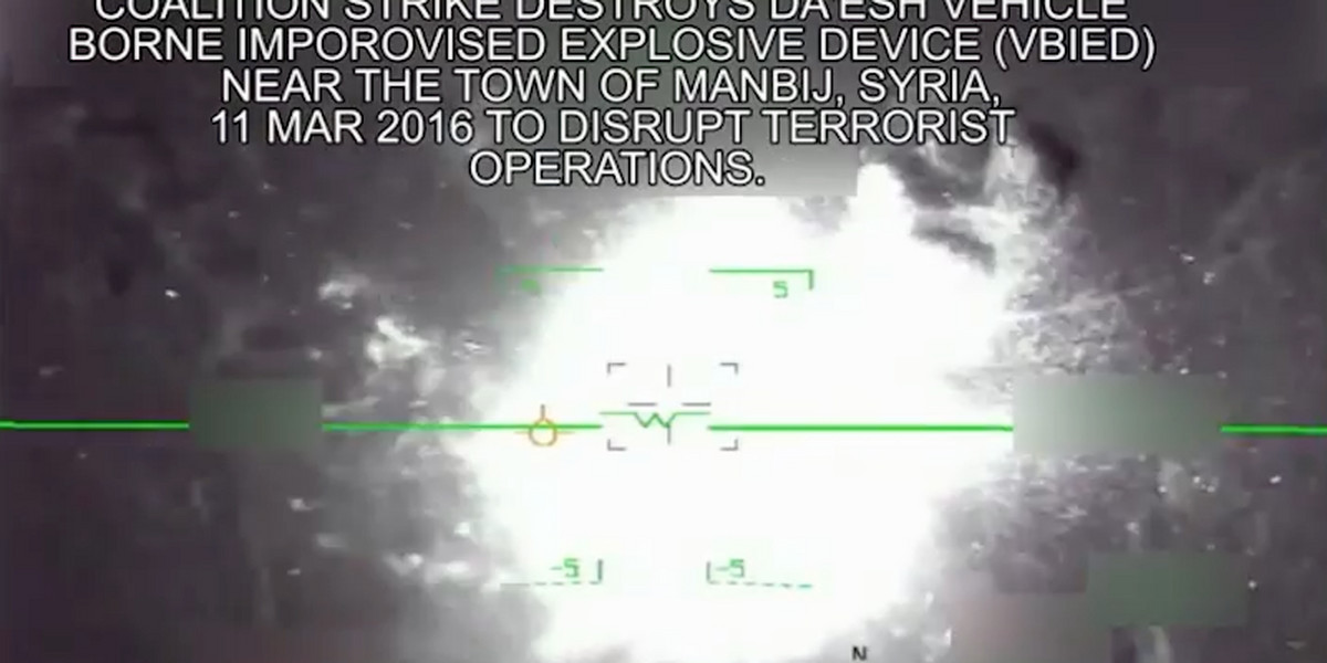Watch a US-led airstrike destroy one of ISIS's most dangerous weapons