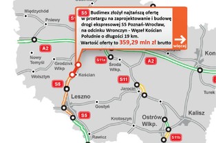 359,3 mln zł za odcinek S5 w Wielkopolsce. Budimex z najtańszą ofertą [MAPA]