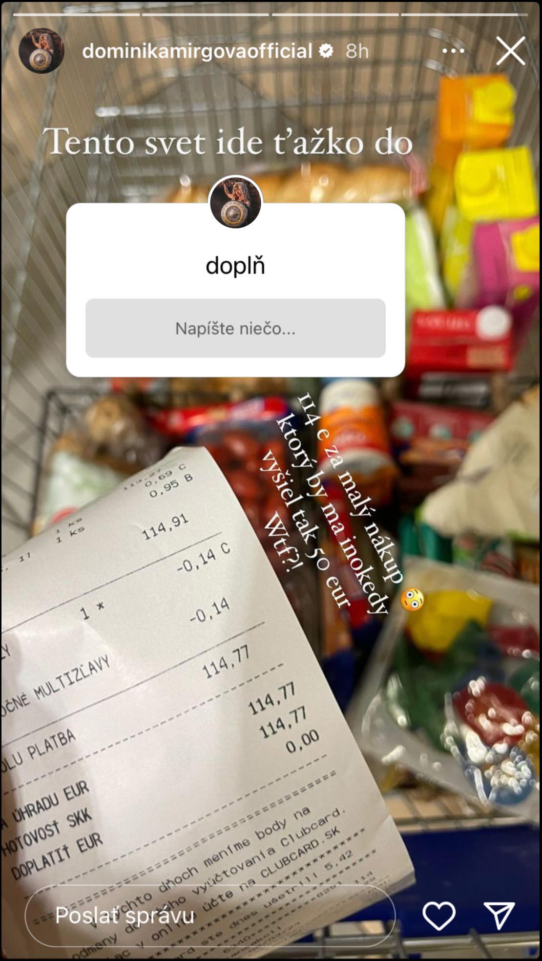 Účet za potraviny Dominike zdvihol tlak. 
