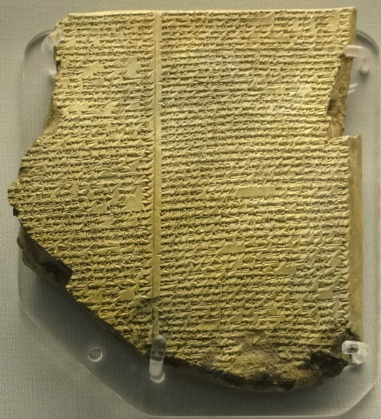 Tablica zawierająca część eposu o Gilgameszu (tablica 11 przedstawiająca potop), obecnie część zbiorów British Museum