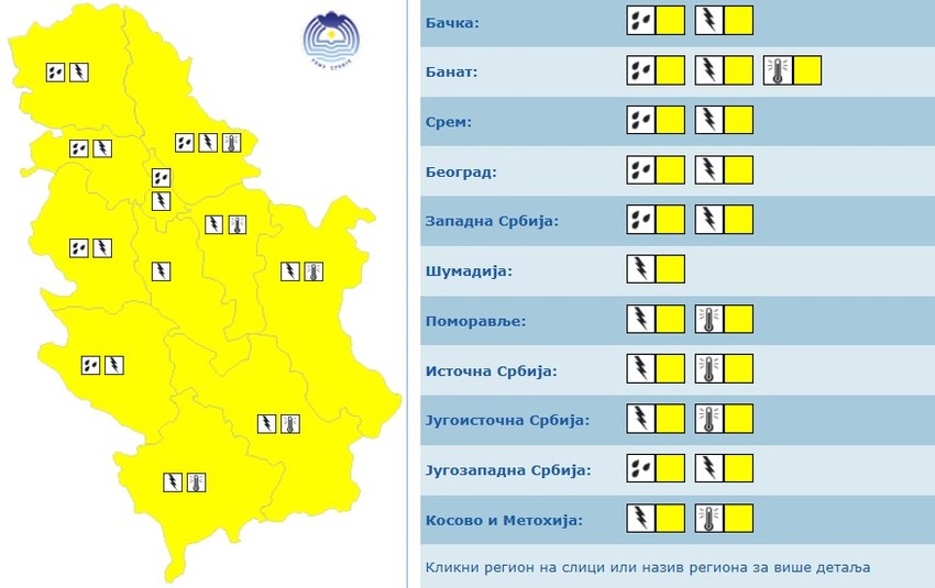 Žuti meteoalarm danas na snazi