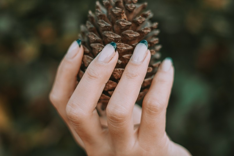 Paznokcie na jesień 2025 - zielony french