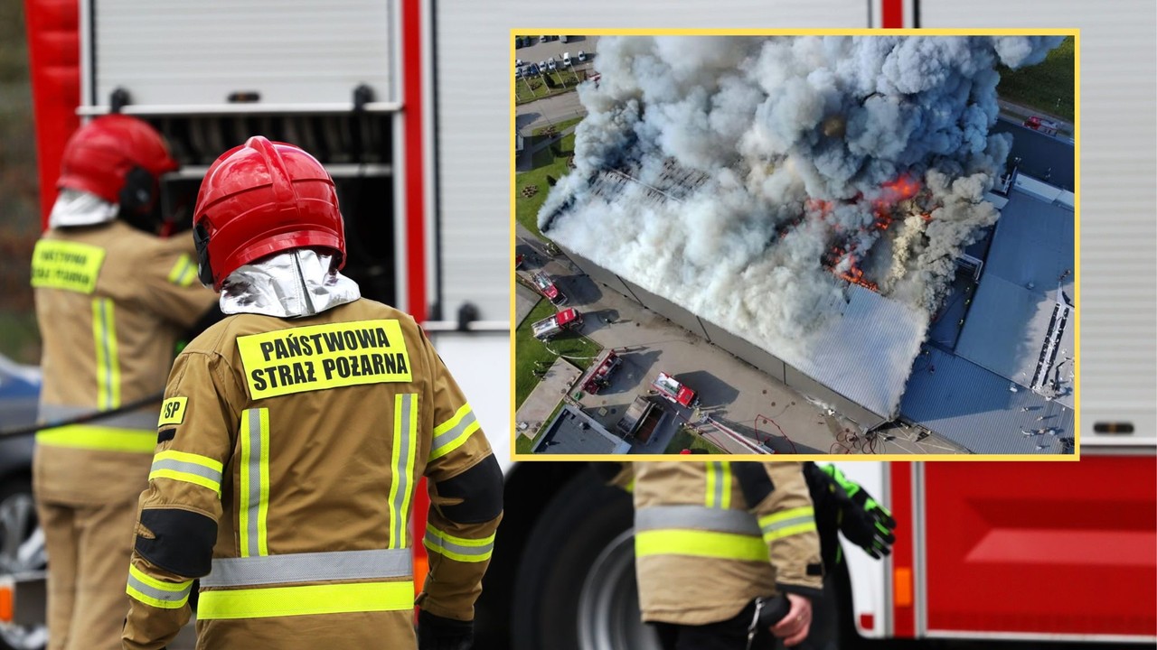 Pożar hali na Pomorzu. Kilkadziesiąt zastępów straży pożarnej walczy z ogniem