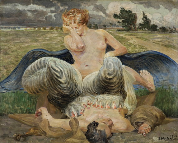 Jacek Malczewski, "Artysta i chimera" (1906) - 3,1 mln zł (3,66 mln zł z opłatą aukcyjną; aukcja w AGRA-ART, "Aukcja Sztuki Dawnej", 22 marca 2020 r.) 