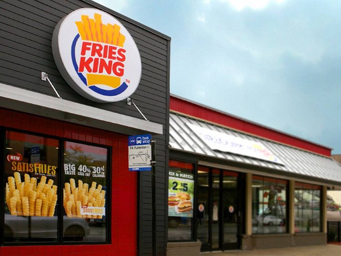 <strong>Bruger King</strong>
<br><br>
Wzór logotypu baru Fries King nawiązuje do sieciówki Burger King