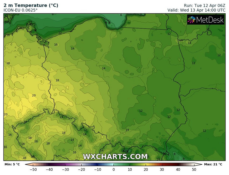 Na krańcach zachodnich temperatura może sięgnąć 20 st. C