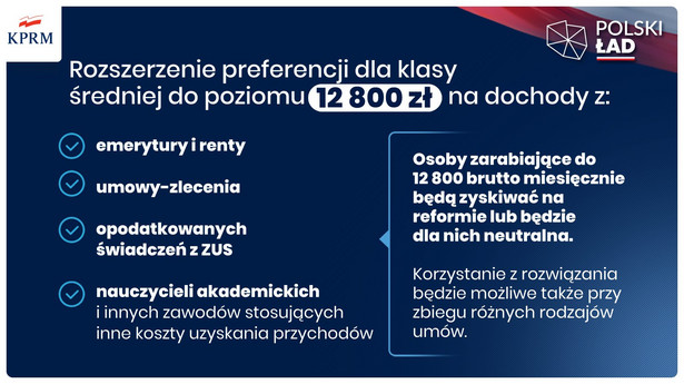 Ulga dla klasy średniej dla emerytów, zleceniobiorców, umów o dzieło