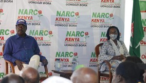 ODM leader Raila Odinga and Narc Kenya Party leader Martha Karua on Wednesday, March 23 during a joint press statement at Serena Hotel, Nairobi. Image: ENOS TECHE/The Star Newspaper