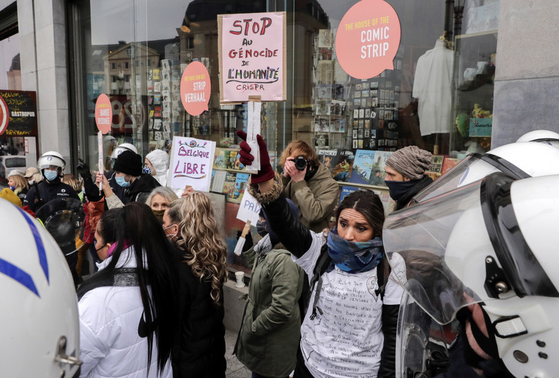 Demonstranci zgromadzili się m.in. w okolicach dzielnicy Heizel na północy miasta.