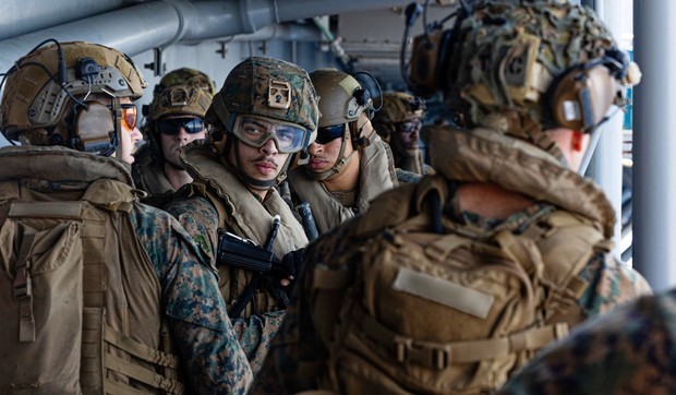 Američki marinci na nosaču aviona "Tripoli" u zoni odgovornosti Centralne komande SAD 27. marta