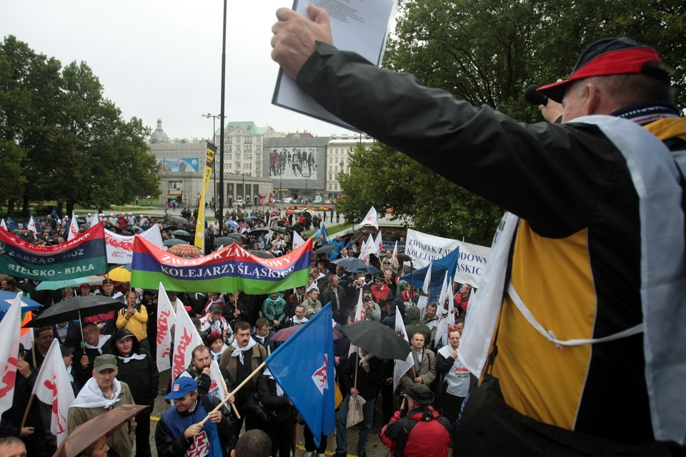 WARSZAWA PROTEST KOLEJARZY