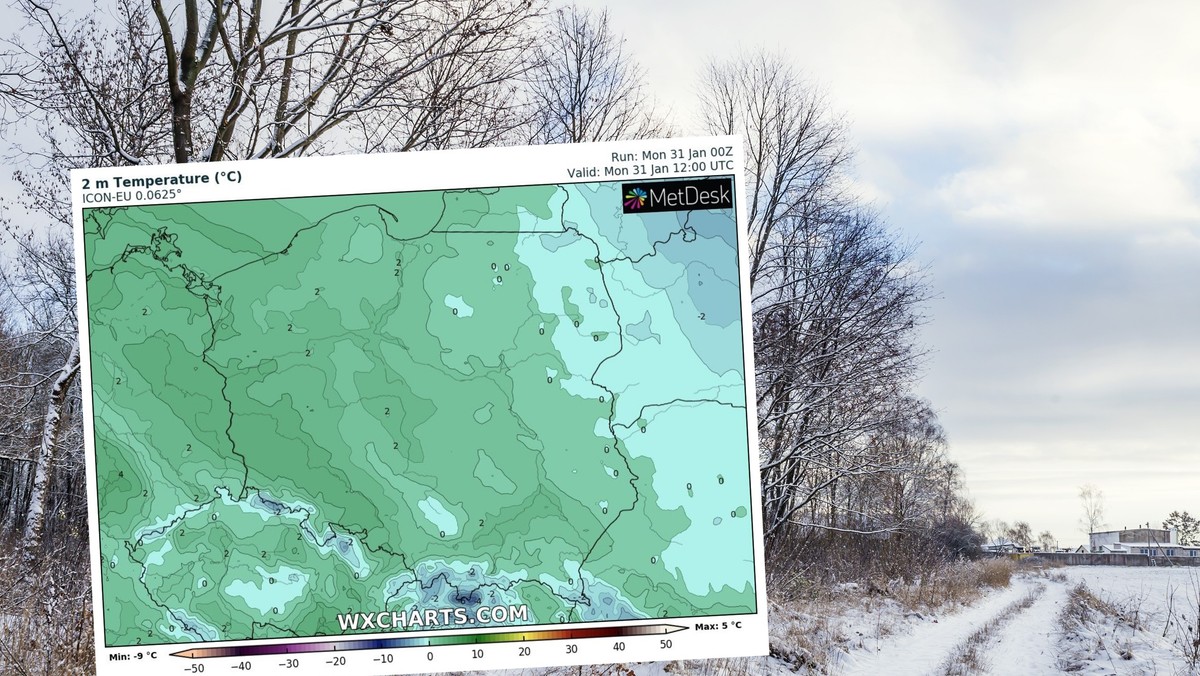 Prognoza pogody na poniedziałek, 31 stycznia. Wiatr osłabnie, wracają mrozy