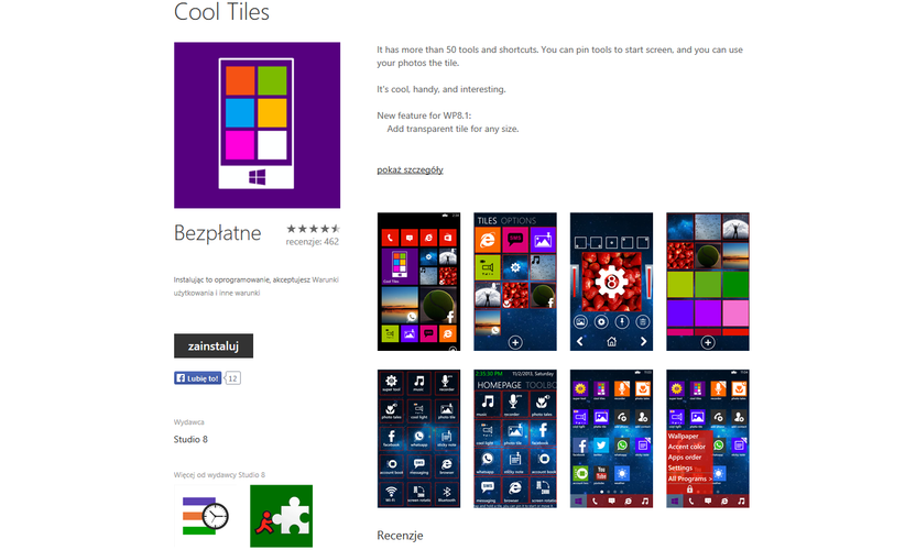 <b>Cool Tiles</b>
<br><br>
Chcesz zmienić nudny i przewidywalny design systemu Windows Phone? Nic prostszego. Wystarczy skorzystać z aplikacji Cool Tiles, która za pomocą 50 narzędzi do personalizacji systemu zmieni tradycyjne 