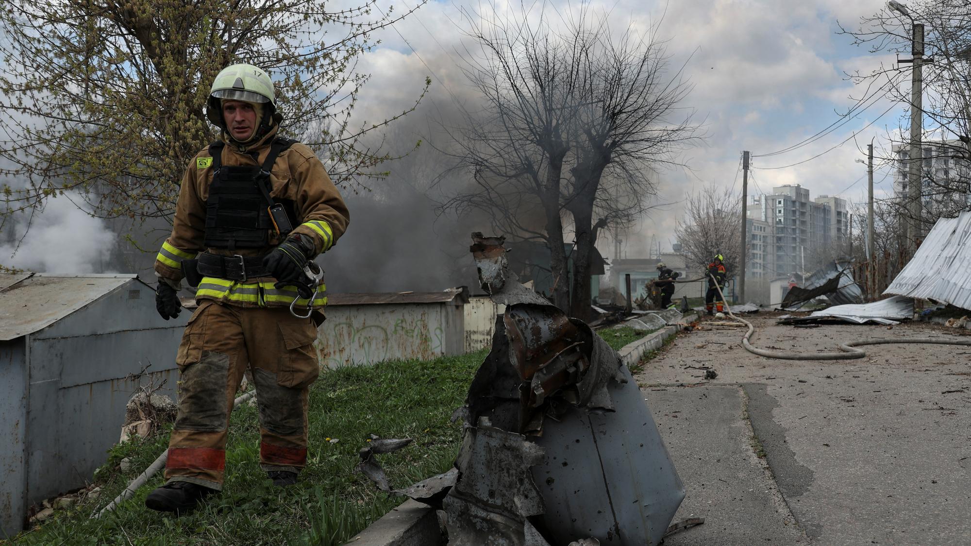 Charkov po ruských útokoch, Ukrajina.