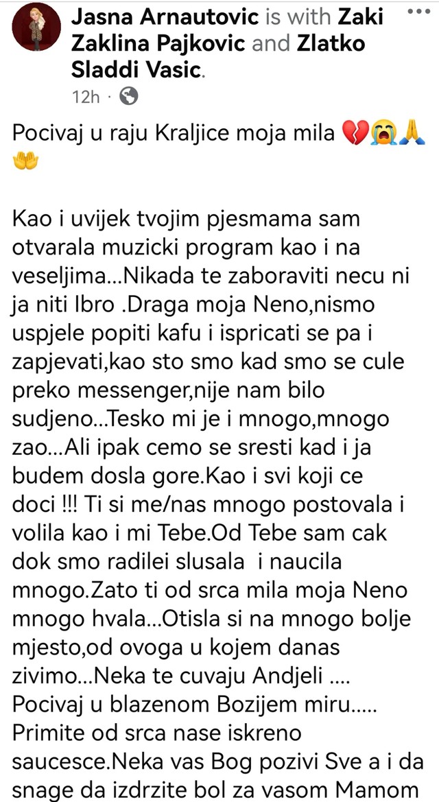 Oproštaj od Nene Vasić