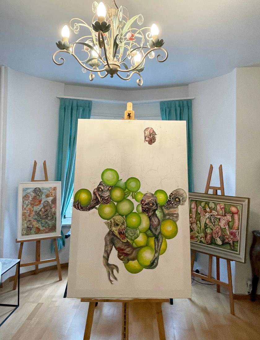 Dans ses tableaux, Ginny Litscher se confronte à ses pensées: «Le quotidien a une grande influence sur mes tableaux. Chez moi, la peinture a toujours un arrière-plan psychologique.»