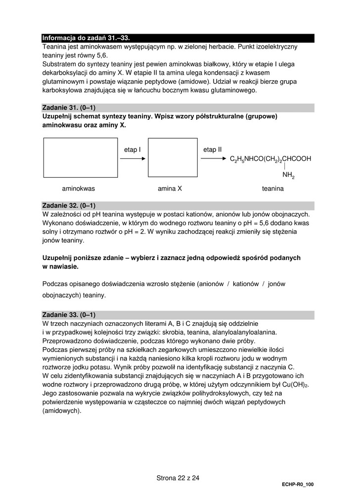 Chemia-matura rozszerzona-arkusz egzaminacyjny - 2022