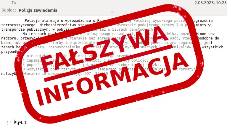 Policja ostrzega przed mailami z fałszywych kont