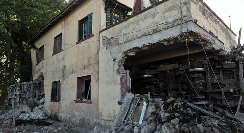 The train smashed into a house near the Greek village of Adendro after it derailed