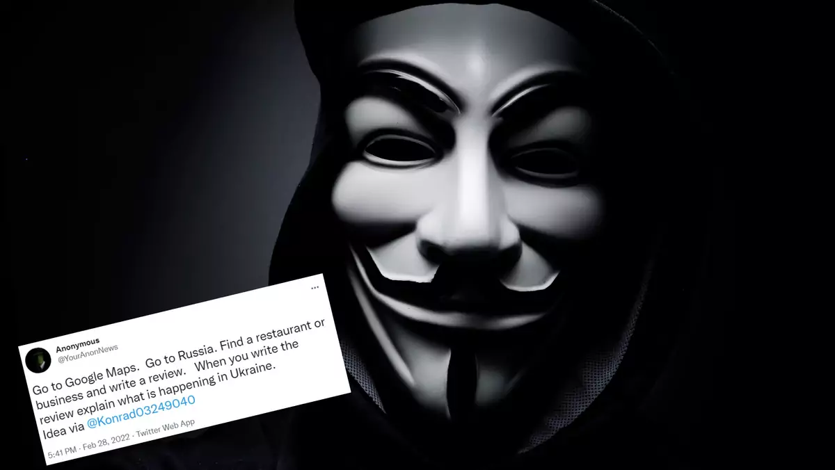 Anonymous walczy z putinowską propagandą (fot. Anonymous/Twitter)