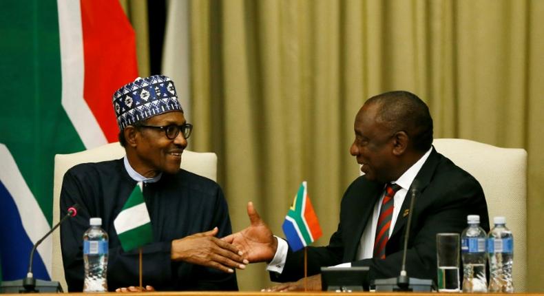 President Muhammadu Buhari of Nigeria and President Cyril Ramaphosa of South Africa. (Yahoo)