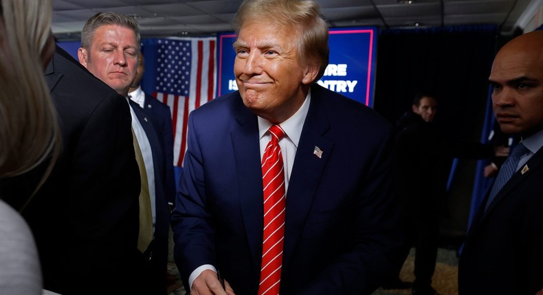 Former President Donald Trump after a rally in New Hampshire.Chip Somodevilla/Getty Images