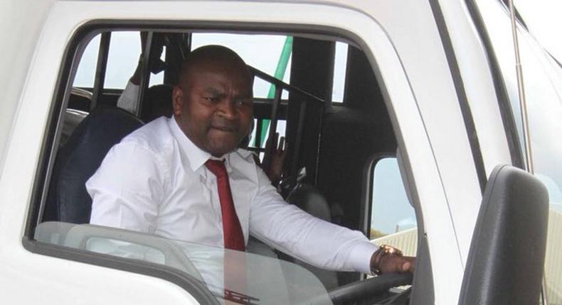 Former Sports CS Rashid Echesa during a past  commissioning of a bus (Twitter)