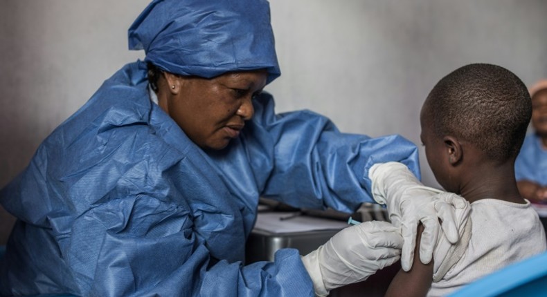 A girl gets inoculated with an Ebola vaccine (pictured November 2019), in Goma, Democratic Republic of Congo